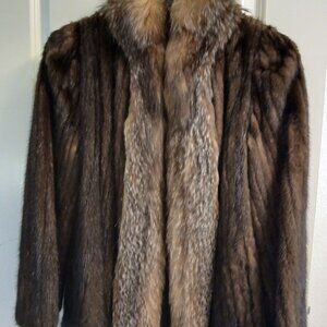 Vintage Genuine Mink & Fox Fur Hip Length Jacket